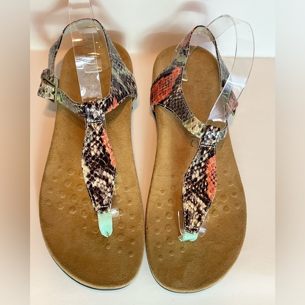 VIONIC PADEN SNAKE PRINT SANDAL SZ 9 MULTICOLOR COMFORT FOOTBED ORTHOTIC